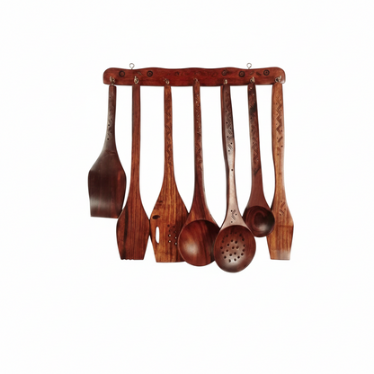 Kitchen Utensils Set, Wooden Cooking Utensil Set of 7