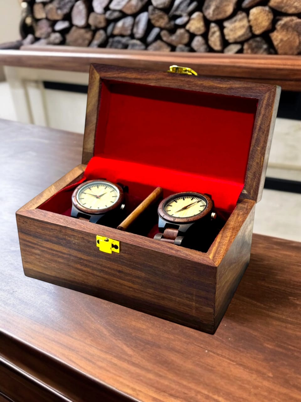 Elegant Wooden Watch Case – 2 Slot Organizer