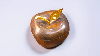 Wooden Multipurpose Apple With Beautifull Copper Leaf( Decor+Sugarpot+For Gifting)