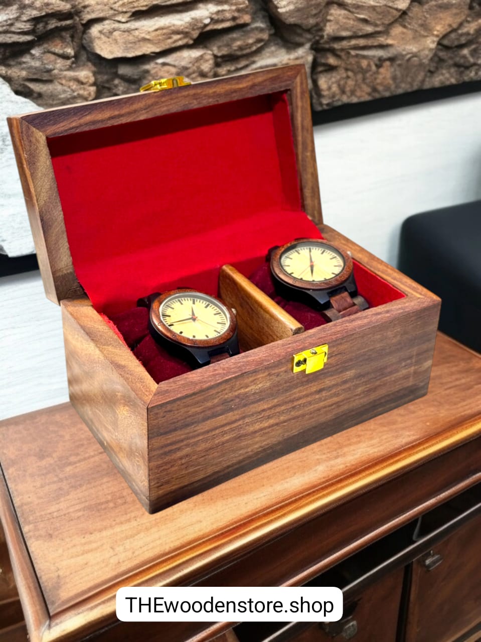 Elegant Wooden Watch Case – 2 Slot Organizer