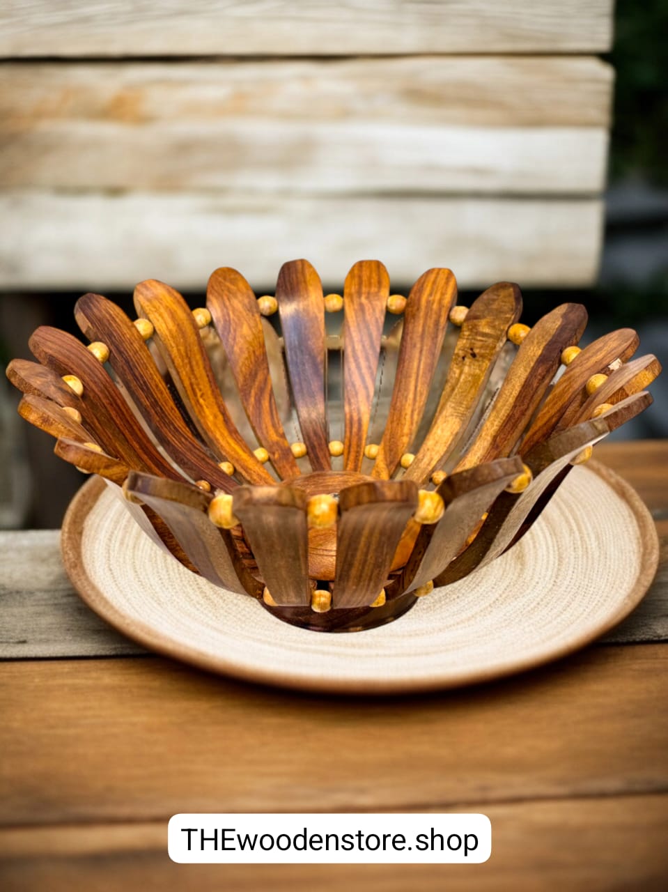 woood fruit basket set of 3(10,15,18) Inches