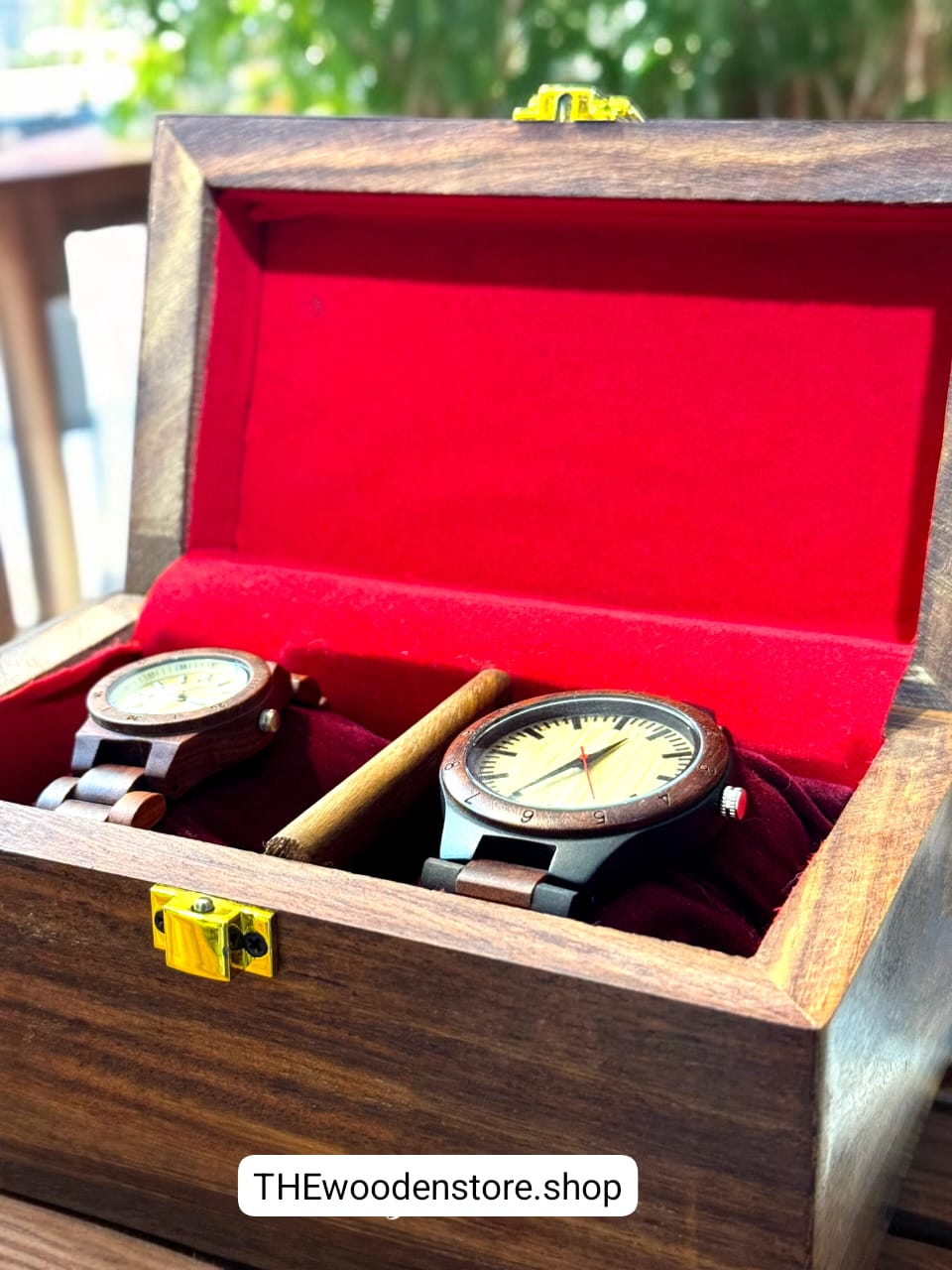 Elegant Wooden Watch Case – 2 Slot Organizer