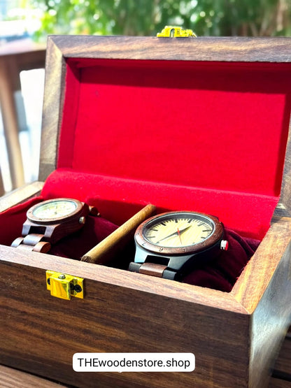 Elegant Wooden Watch Case – 2 Slot Organizer