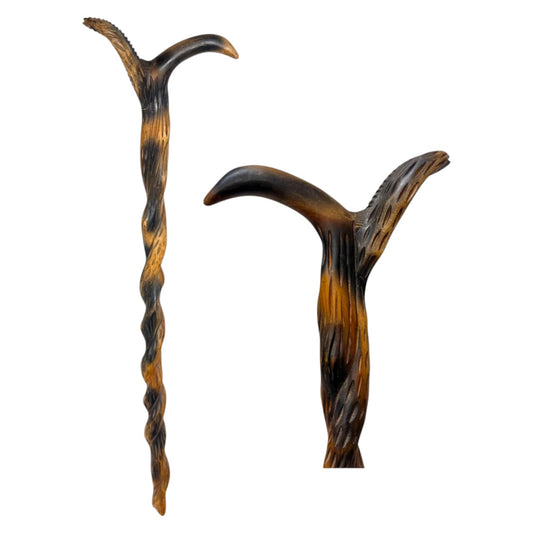 Elegant Hand-Carved Wooden Walking Stick, Timeless Craftsmanship