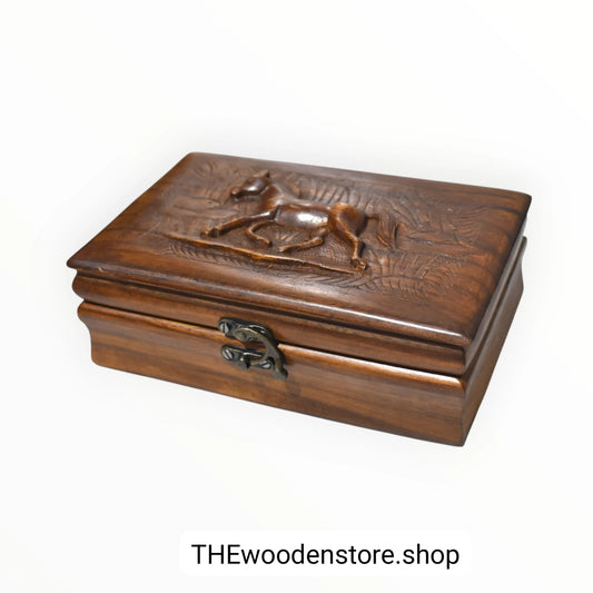Exquisite Hand-Carved Horse Box