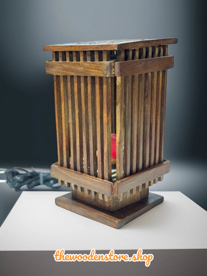 Wooden Handcrafted Lamp With Beautiful Artwork ( 12by6 Inches)