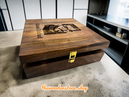 Wooden Watch box With Engraved Pic and Name For 15 Slots ( will contact you for pic and Name) 1000 Advance for picture