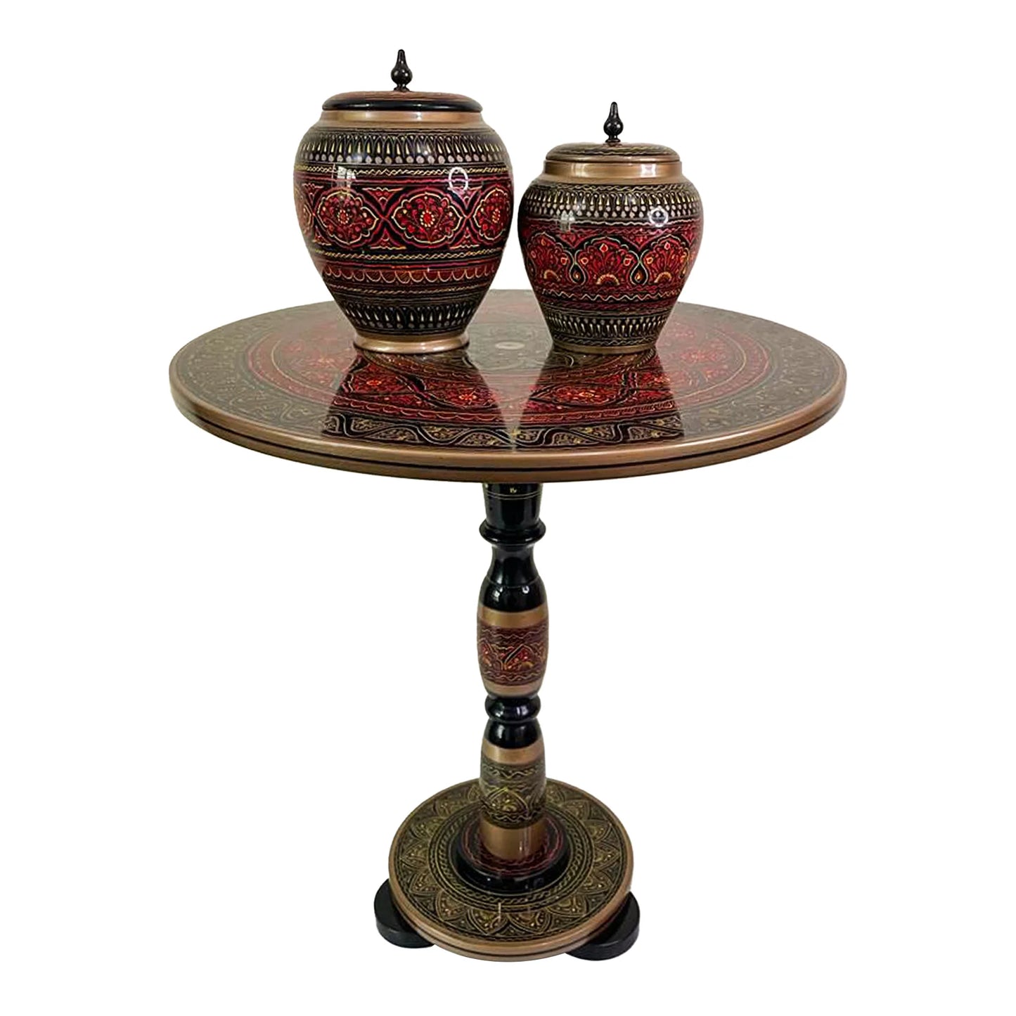 Wooden handmade Naqshi Art Coffee table with candy jars(16*16),(18*18) Inches With 2 Candy Jars