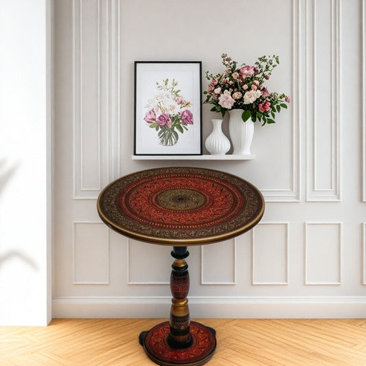 Lovely Red wooden handmade Naqshi Art Coffee table( 16*16),(18*18) Inches