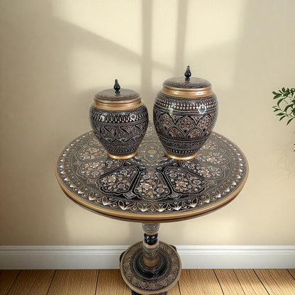 Wooden handmade Naqshi Art Coffee table with candy jars(16*16),(18*18) Inches With 2 Candy Jars