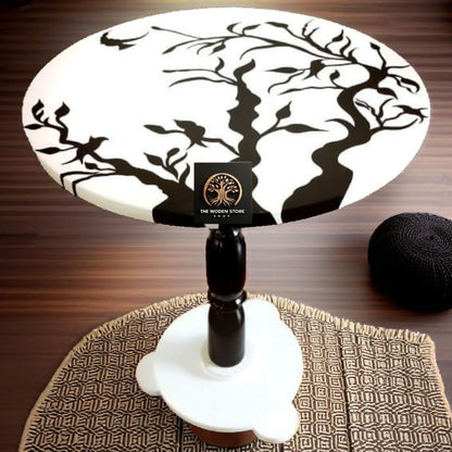 Wooden Coffee Table With Painting Art (18,18) Inches