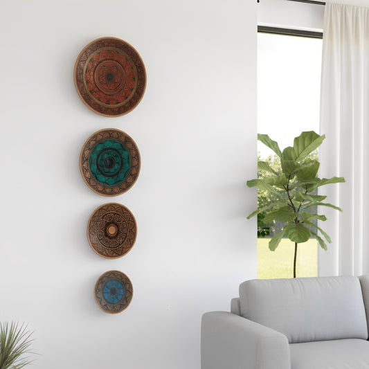 Wooden Wall Hanging Plates Set Of 4