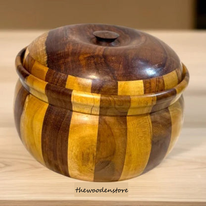 Handcrafted Wooden Canister Set of Three(: 6,8,10”)Inches