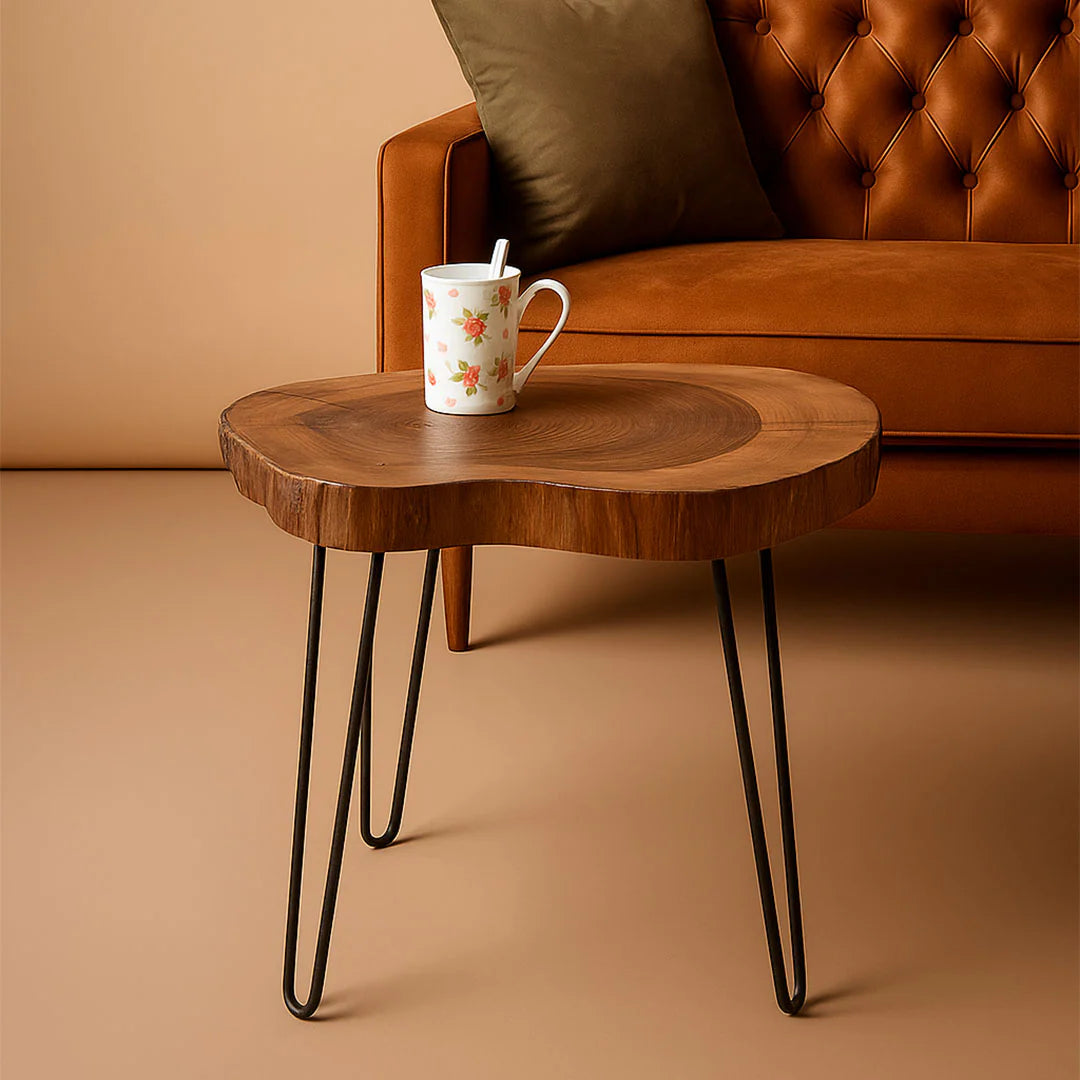L13 GrainLine: Live Edge Coffee Table, Live Edge Side Table, End Table, Table with Hairpin Legs