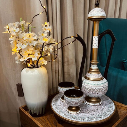 wooden Handmade Umr e khyam (30 inches hight,) with 2 Wine Glass and Tray.