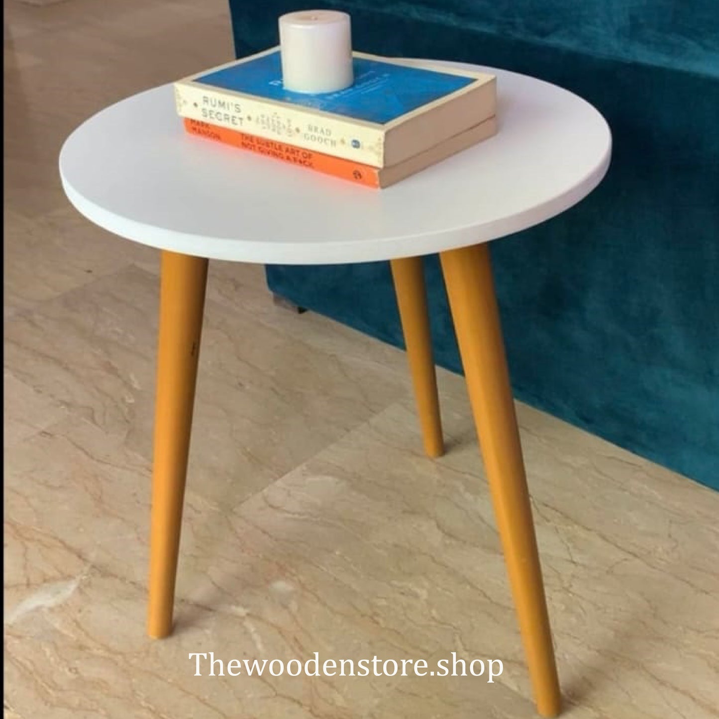 Side Table-Wooden Table-Coffee Table (Folding table with screwable legs)Round Shape