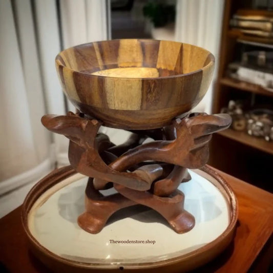 Wooden Decor Piece With Crossed  Stand