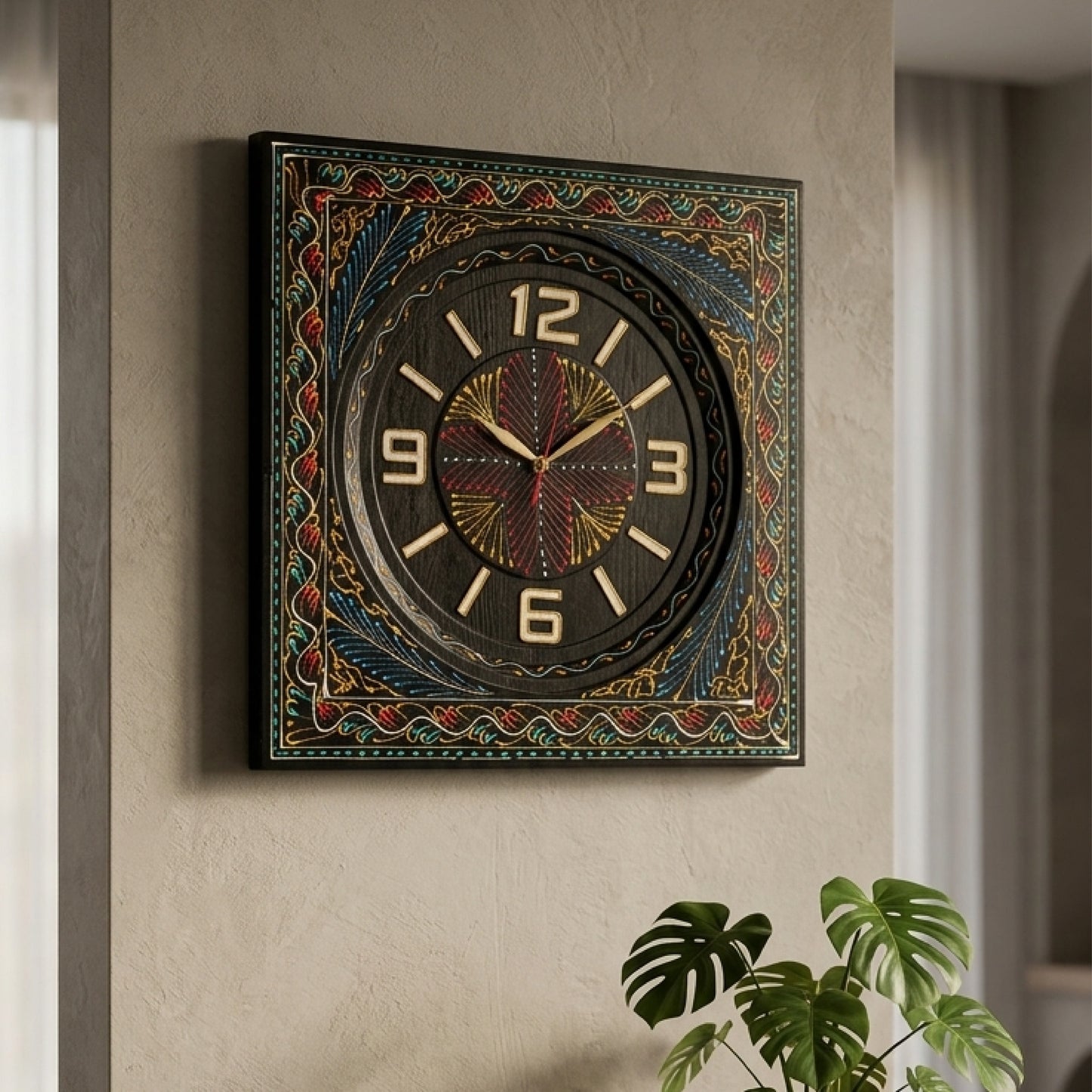 Elegant Handcrafted Wooden Wall Clock( 18 Inches Size) – Premium Sheesham Wood Home Décor Piece