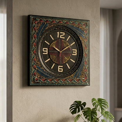 Elegant Handcrafted Wooden Wall Clock( 18 Inches Size) – Premium Sheesham Wood Home Décor Piece