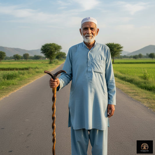 Elegant Hand-Carved Wooden Walking Stick, Timeless Craftsmanship
