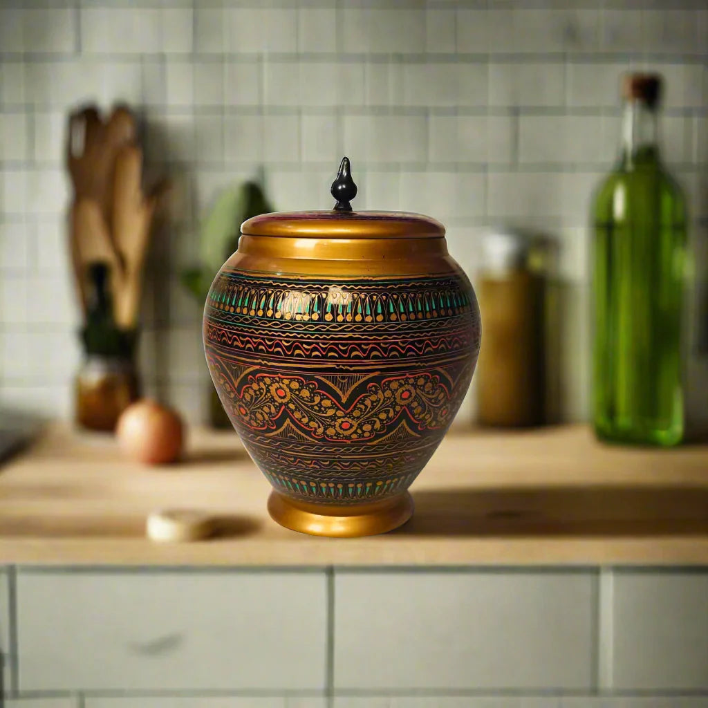 Wooden Candy Jar With Naqshi Work (6*10 Inches)
