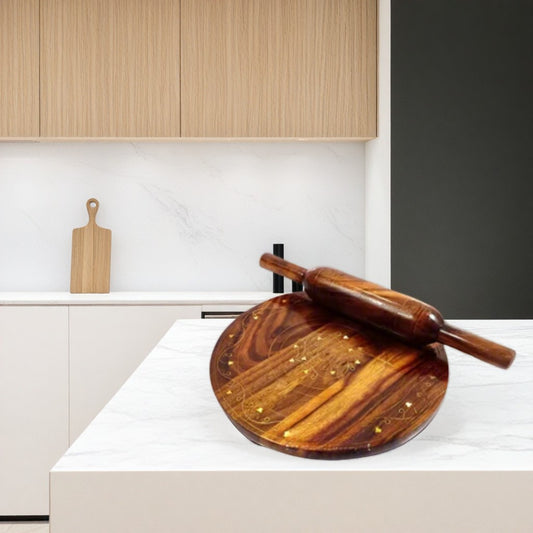 Wooden Roti Maker with brass work