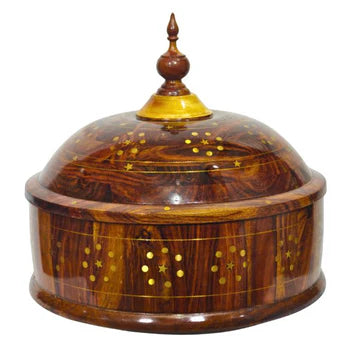 Wooden Hand made Hotpot With Brass Work