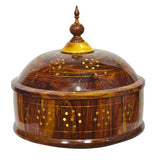 Wooden Hand made Hotpot With Brass Work