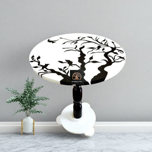 Wooden Coffee Table With Painting Art (18,18) Inches