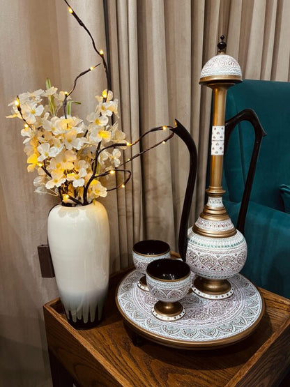 wooden Handmade Umr e khyam (30 inches hight,) with 2 Wine Glass and Tray.