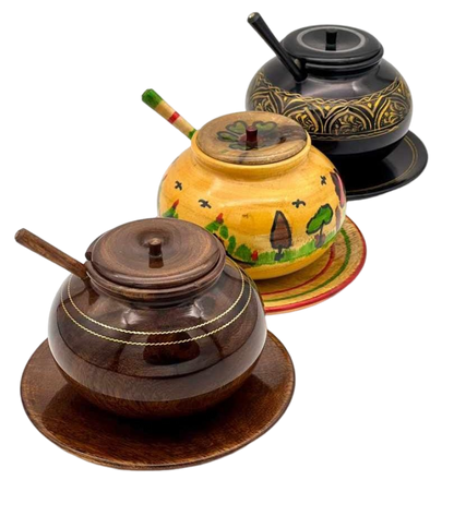 Wooden hand made sugar pot 1 piece