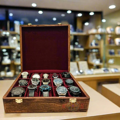Wooden Watch Box ( 15 Portion ) With solid Cover Handmade product