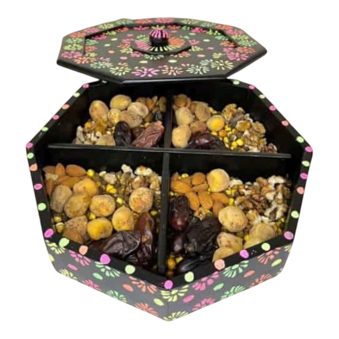 Artistic Wooden Dry Fruit Bowl – Handcrafted Decorative Serving Bowl