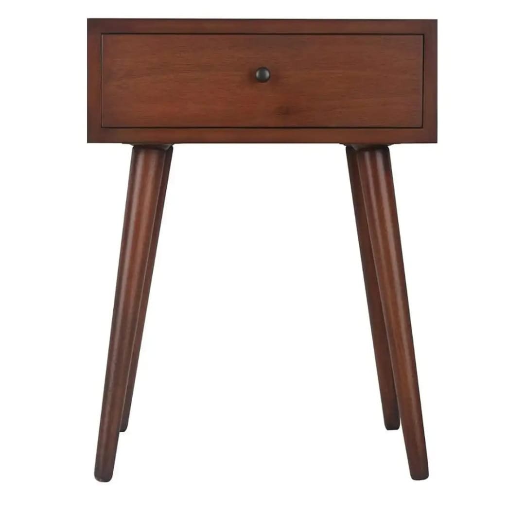 Decor Therapy Mid Century 1-Drawer Wood Side Accent Table ( Brown )