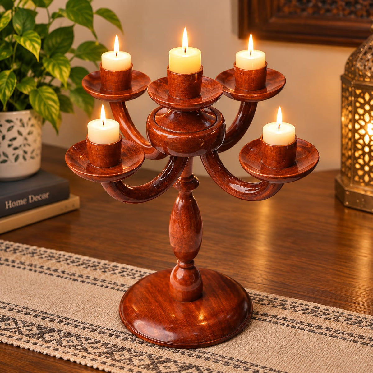 Premium Handcrafted Wooden Candle Stand | Elegant Home Accent