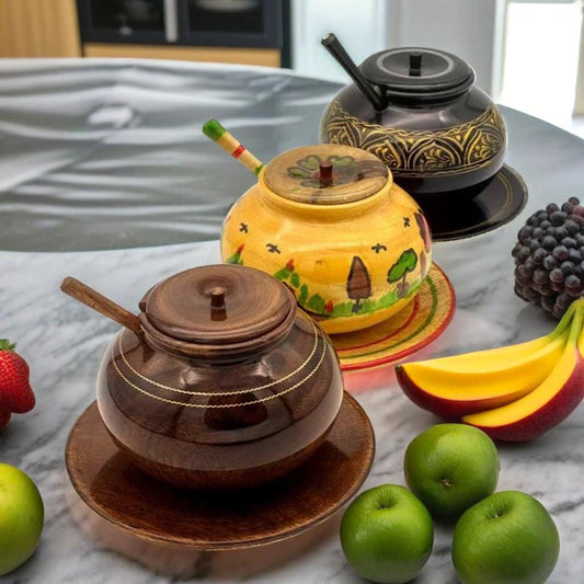 Wooden hand made sugar pot 1 piece