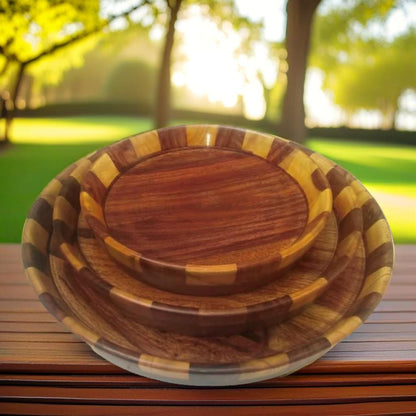 Wooden Plates Set 3 pieces(large 12" Medium 10" Small 8")