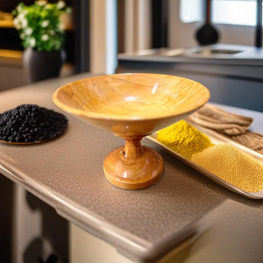Wooden Bowl With Stand( 12 Inches width round,8 inches height)