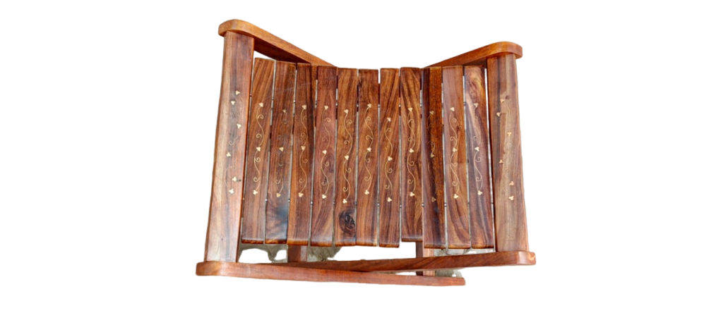 Handmade Foldable Wooden Stool with Premium Brass Work – Pure Sheesham Wood | 20” Height × 21” Length × 12” Width