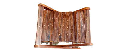 Handmade Foldable Wooden Stool with Premium Brass Work – Pure Sheesham Wood | 20” Height × 21” Length × 12” Width