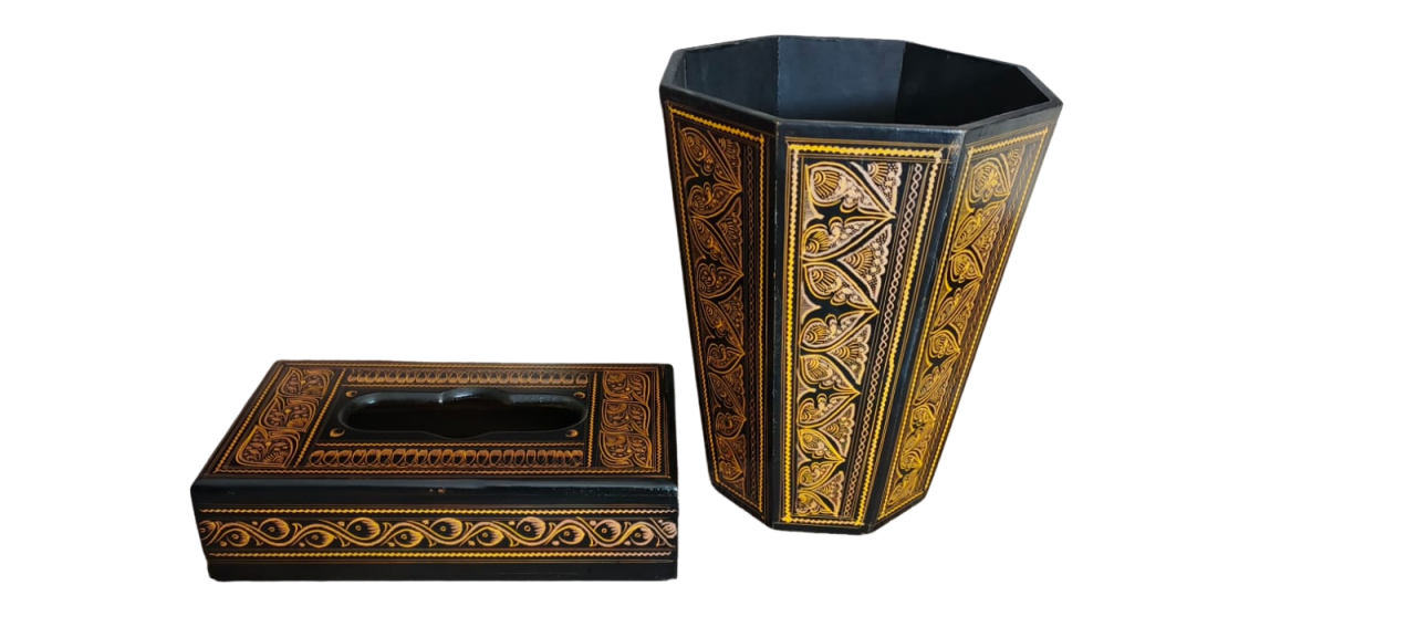 Wooden Naqshi Art Basket ( 18 Inches)And Tissue Box(6*11) Inches DEAL