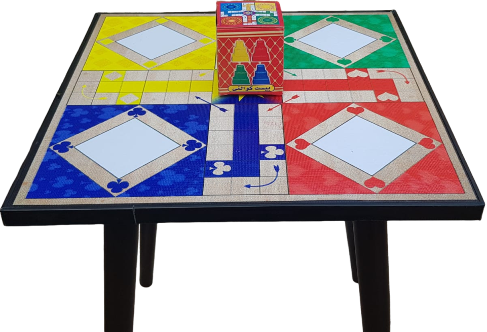 Wooden Ludo Table – Premium Square Top And Round  (16" x 16") with 21" Height