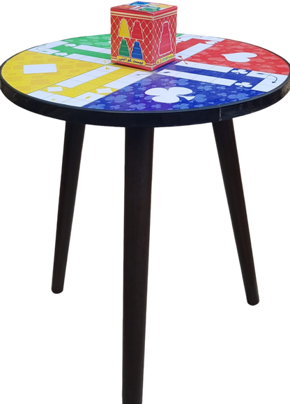 Wooden Ludo Table – Premium Square Top And Round  (16" x 16") with 21" Height