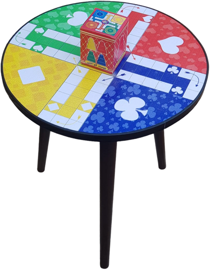 Wooden Ludo Table – Premium Square Top And Round  (16" x 16") with 21" Height