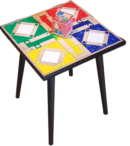 Wooden Ludo Table – Premium Square Top And Round  (16" x 16") with 21" Height