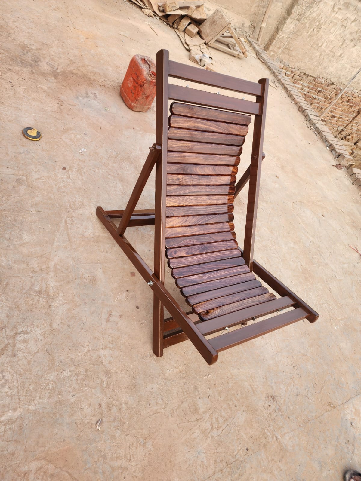Ultimate Relaxation: Solid Sheesham Wood Adjustable Lounger