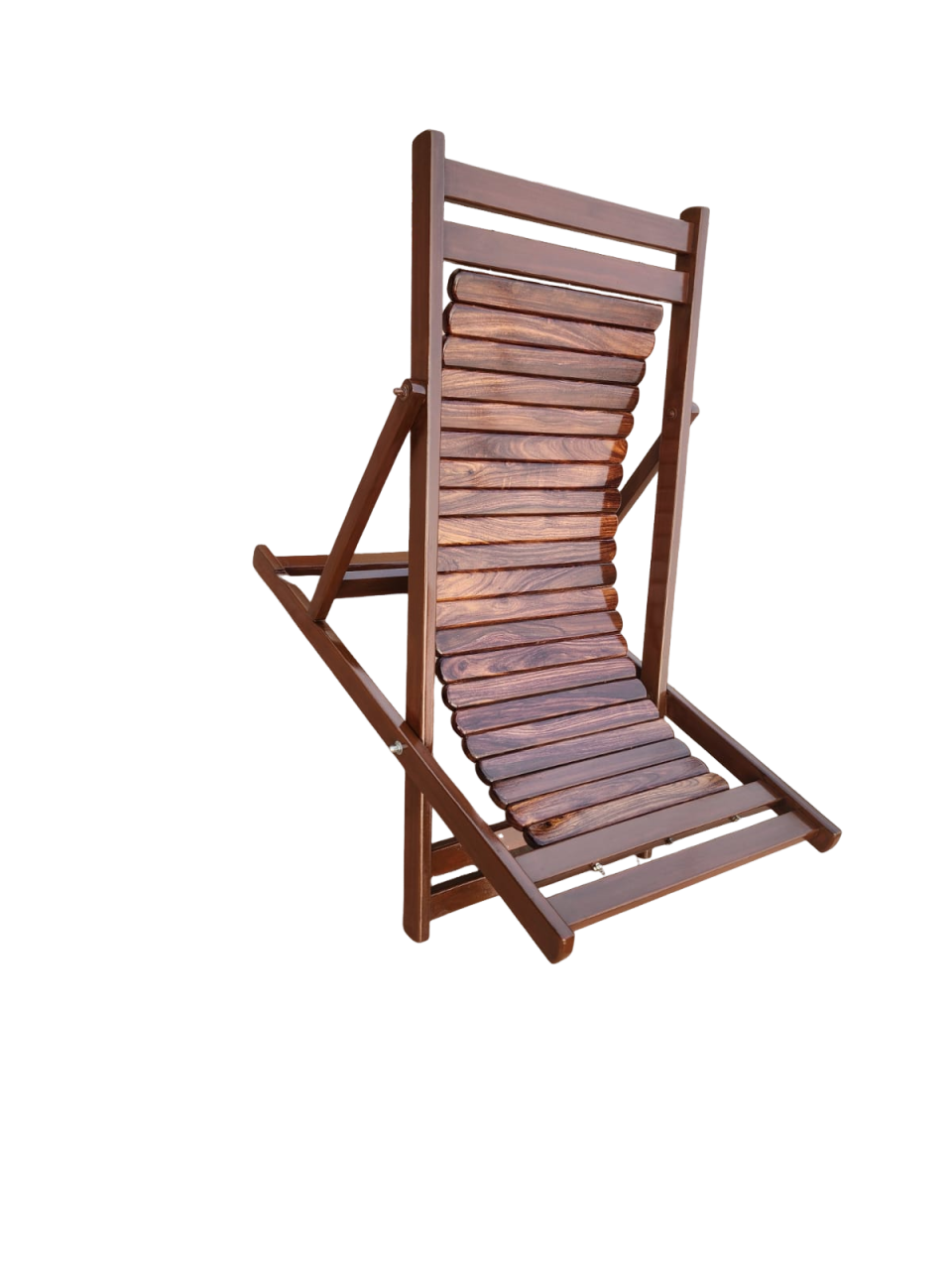 Ultimate Relaxation: Solid Sheesham Wood Adjustable Lounger