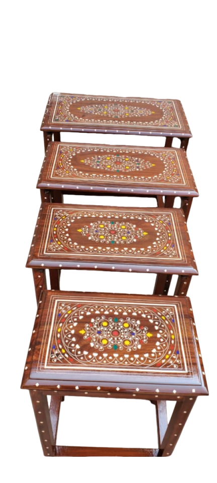 Table Nest Set 4 Pcs Inlay Work With plastic Work