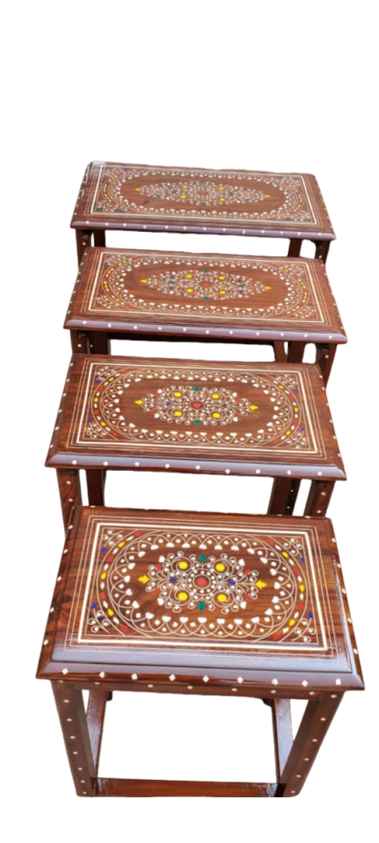 Table Nest Set 4 Pcs Inlay Work With plastic Work