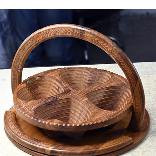 Wooden Dryfruit Basket with handwork